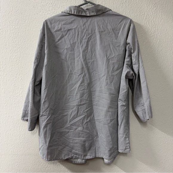 Allison Daley Women's Embroidered Black & White Striped Button-Up Shirt - Picture 5 of 10